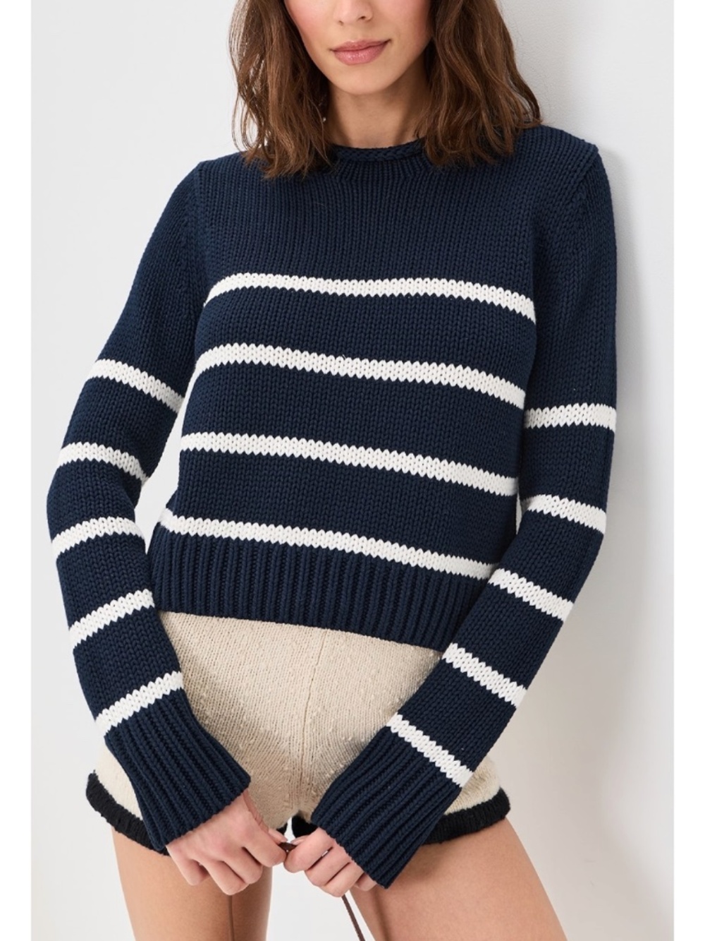 La Ligne Navy and White Striped Mini Marina Sweater XS